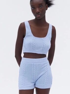 Zara Knit Matching Cable Knit Shorts & Tank Set Size S